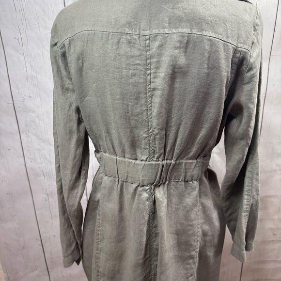 Cynthia Rowley 100% Linen Trench Coat Green Belted Size S Minimalist Lightweight - Picture 10 of 14
